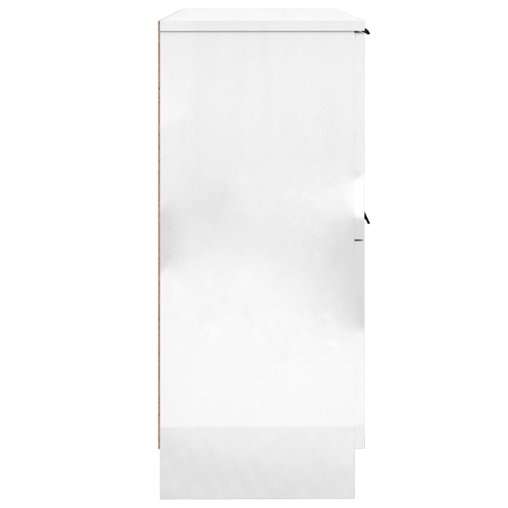 Skjenker 2 stk høyglans hvit 30x30x70 cm konstruert tre