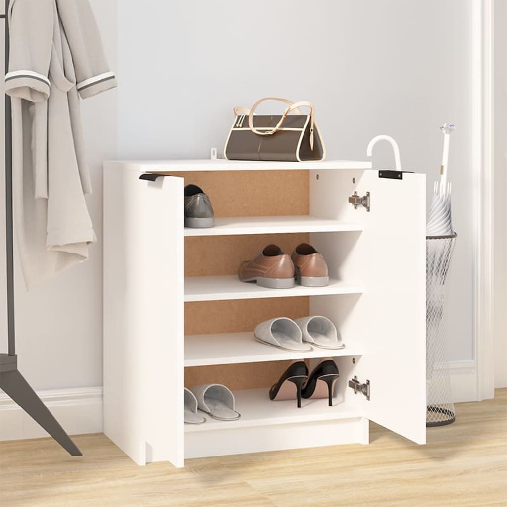 Skoskap hvit 59x35x70 cm konstruert tre