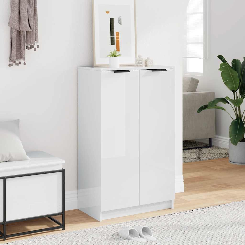 Skoskap høyglans hvit 59x35x100,5 cm konstruert tre