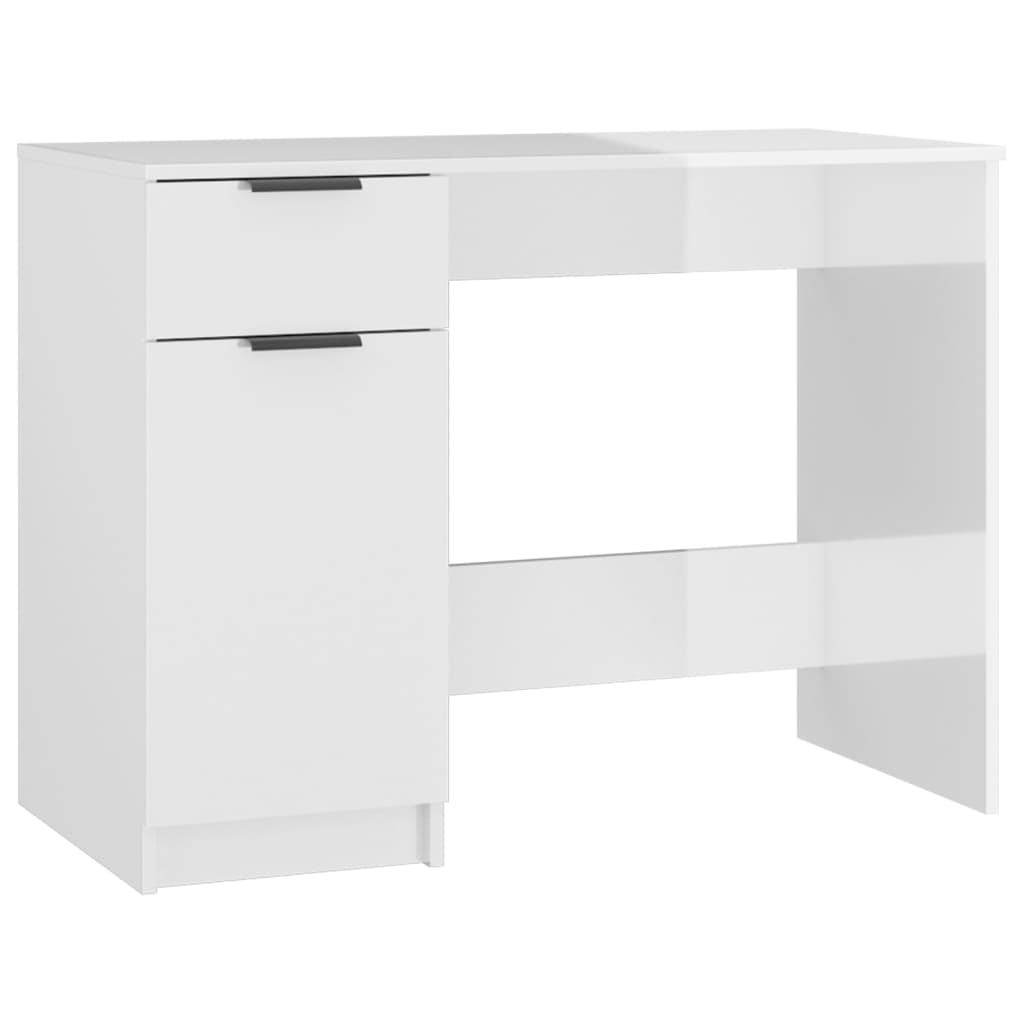 Skrivebord høyglans hvit 100x50x75 cm konstruert tre