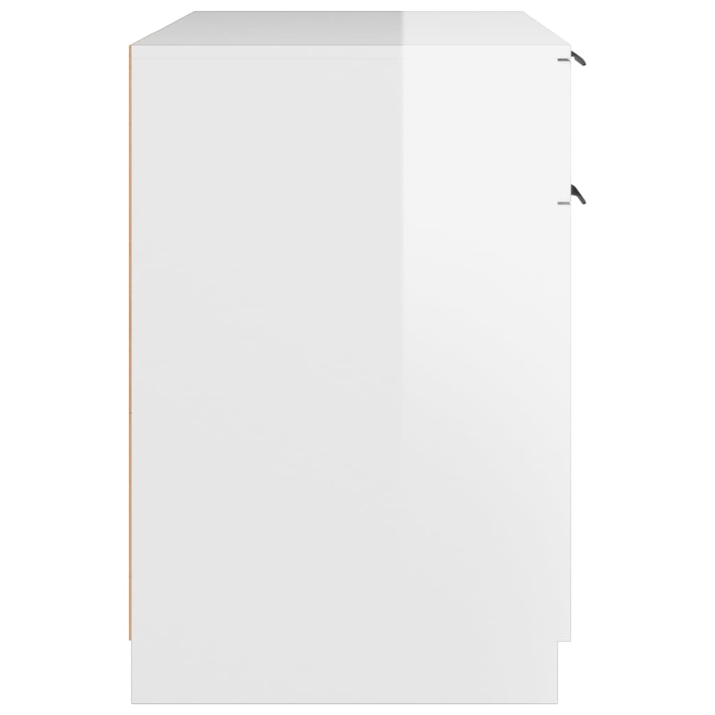 Skrivebord høyglans hvit 100x50x75 cm konstruert tre