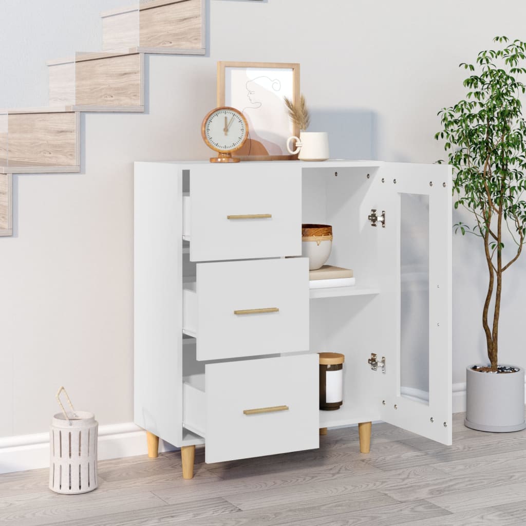 Skjenk hvit 69,5x34x90 cm konstruert tre