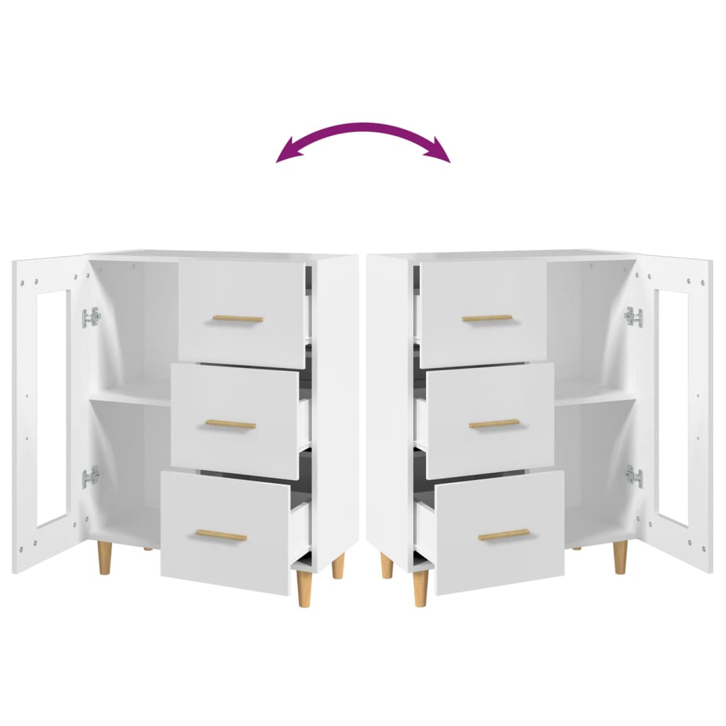 Skjenk hvit 69,5x34x90 cm konstruert tre