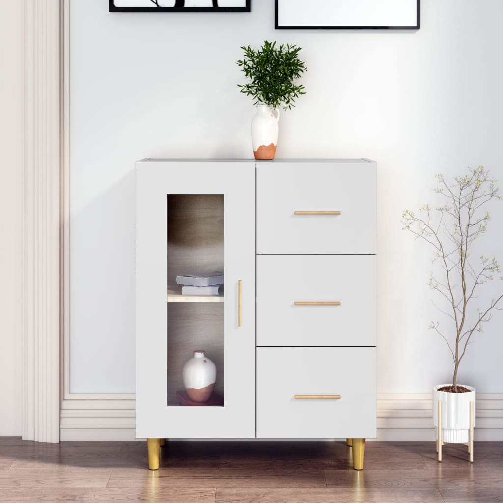 Skjenk hvit 69,5x34x90 cm konstruert tre
