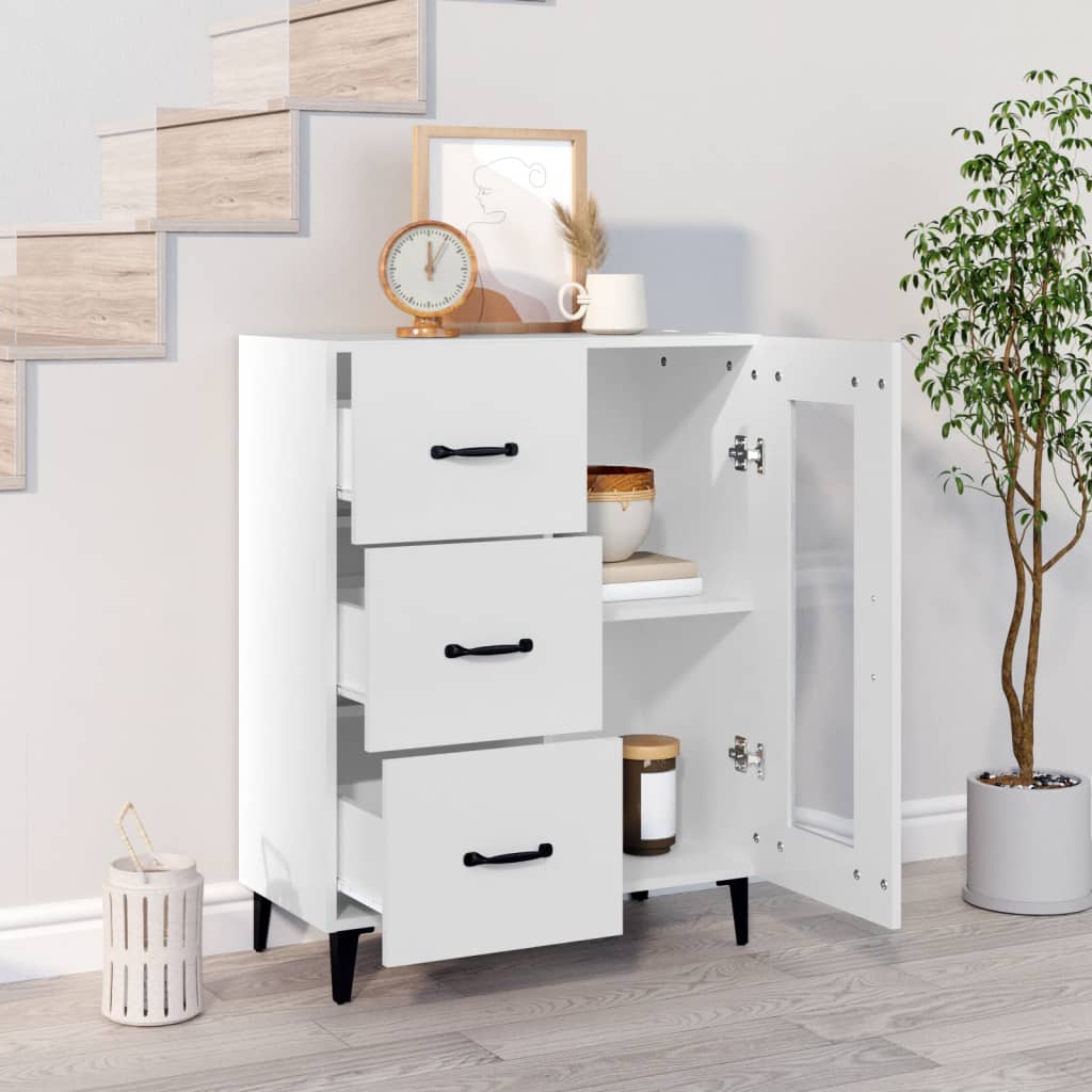 Skjenk hvit 69,5x34x90 cm konstruert tre