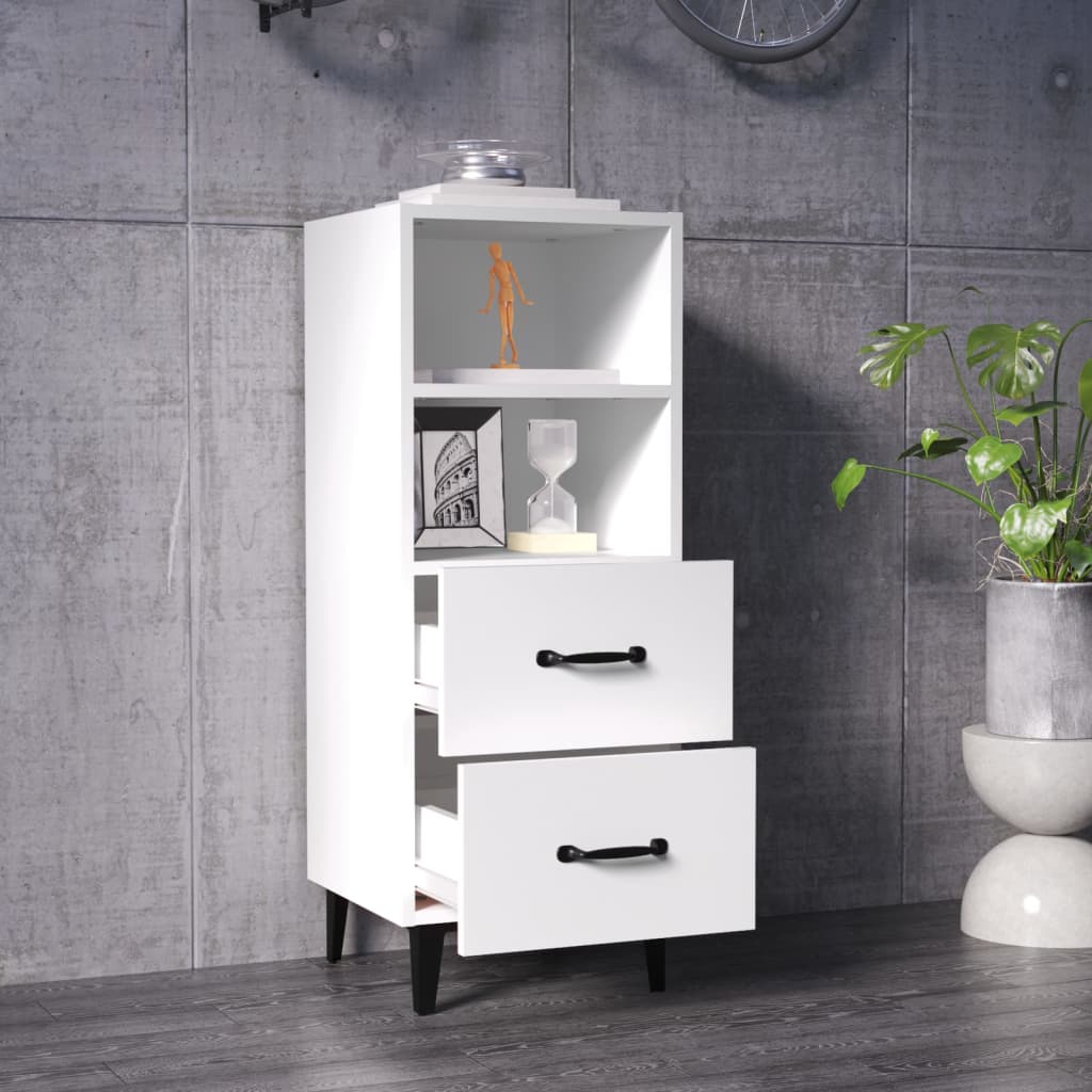 Skjenk hvit 34,5x34x90 cm konstruert tre