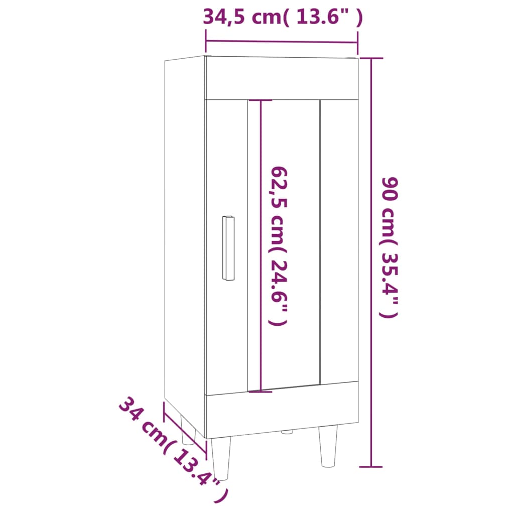 Skjenk betonggrå 34,5x34x90 cm konstruert tre