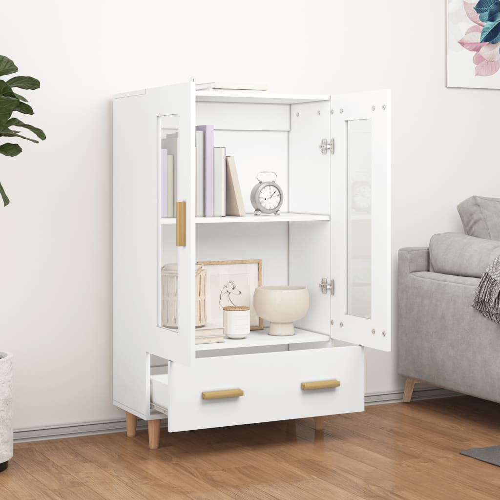 Highboard hvit 70x31x115 cm konstruert tre