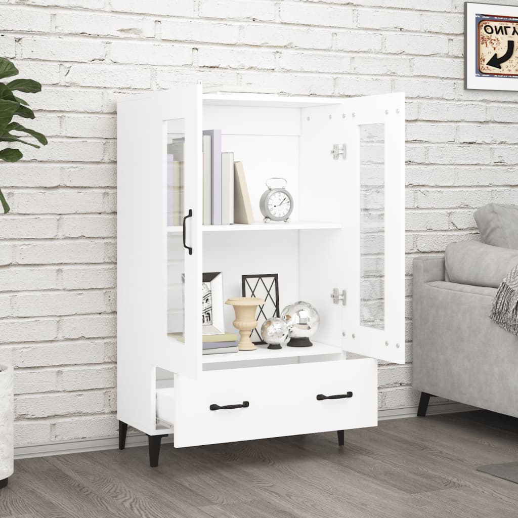 Highboard hvit 70x31x115 cm konstruert tre