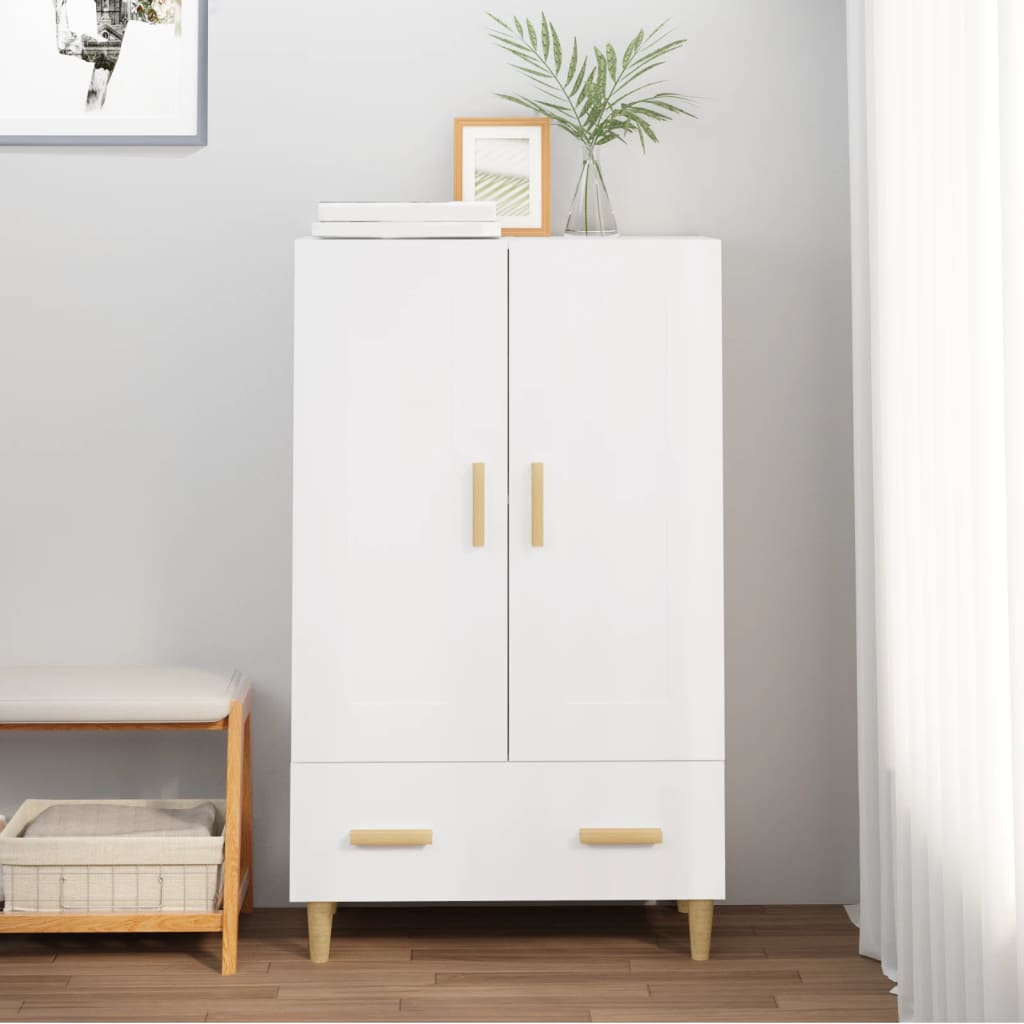 Highboard hvit 70x31x115 cm konstruert tre