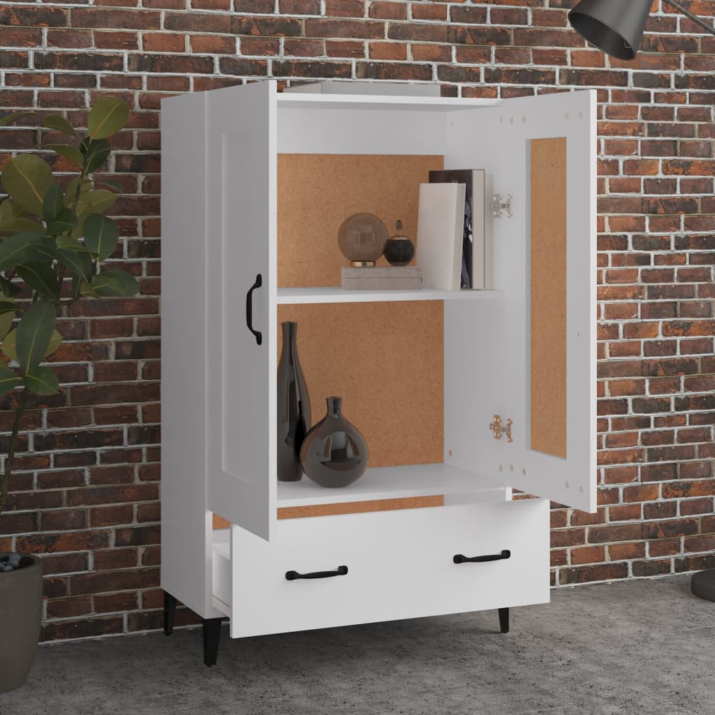 Highboard hvit 70x31x115 cm konstruert tre