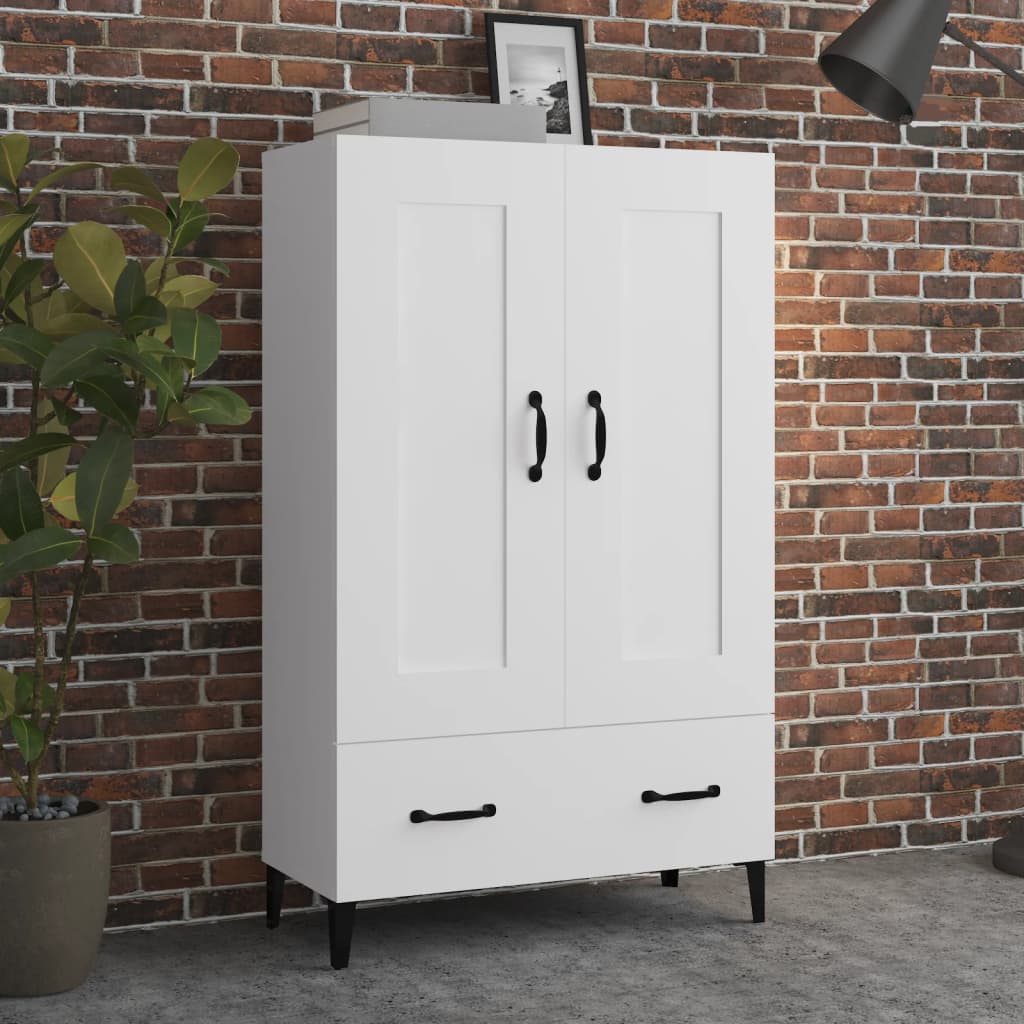 Highboard hvit 70x31x115 cm konstruert tre
