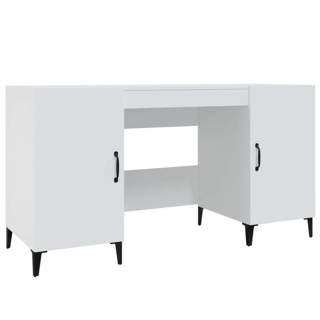 Skrivebord hvit 140x50x75 cm konstruert tre