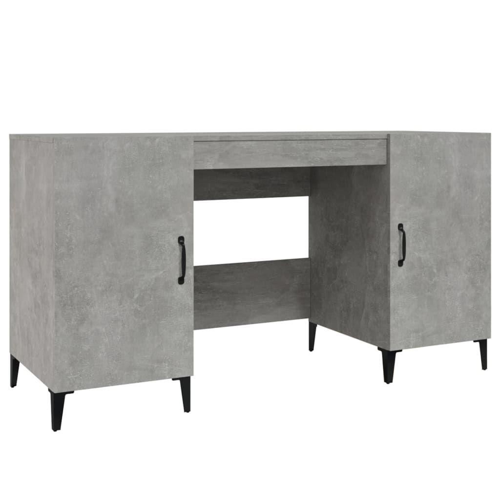 Skrivebordskap betonggrå 140x50x75 cm konstruert tre