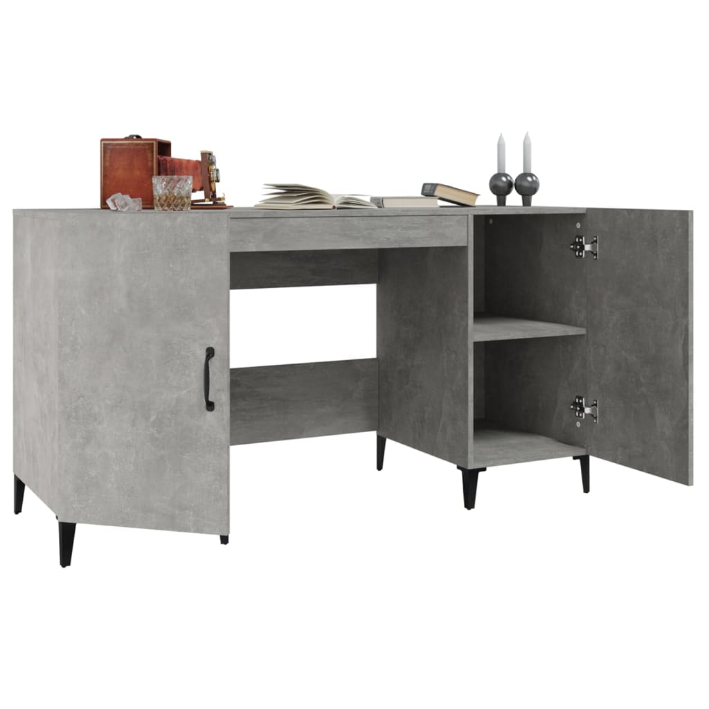 Skrivebordskap betonggrå 140x50x75 cm konstruert tre