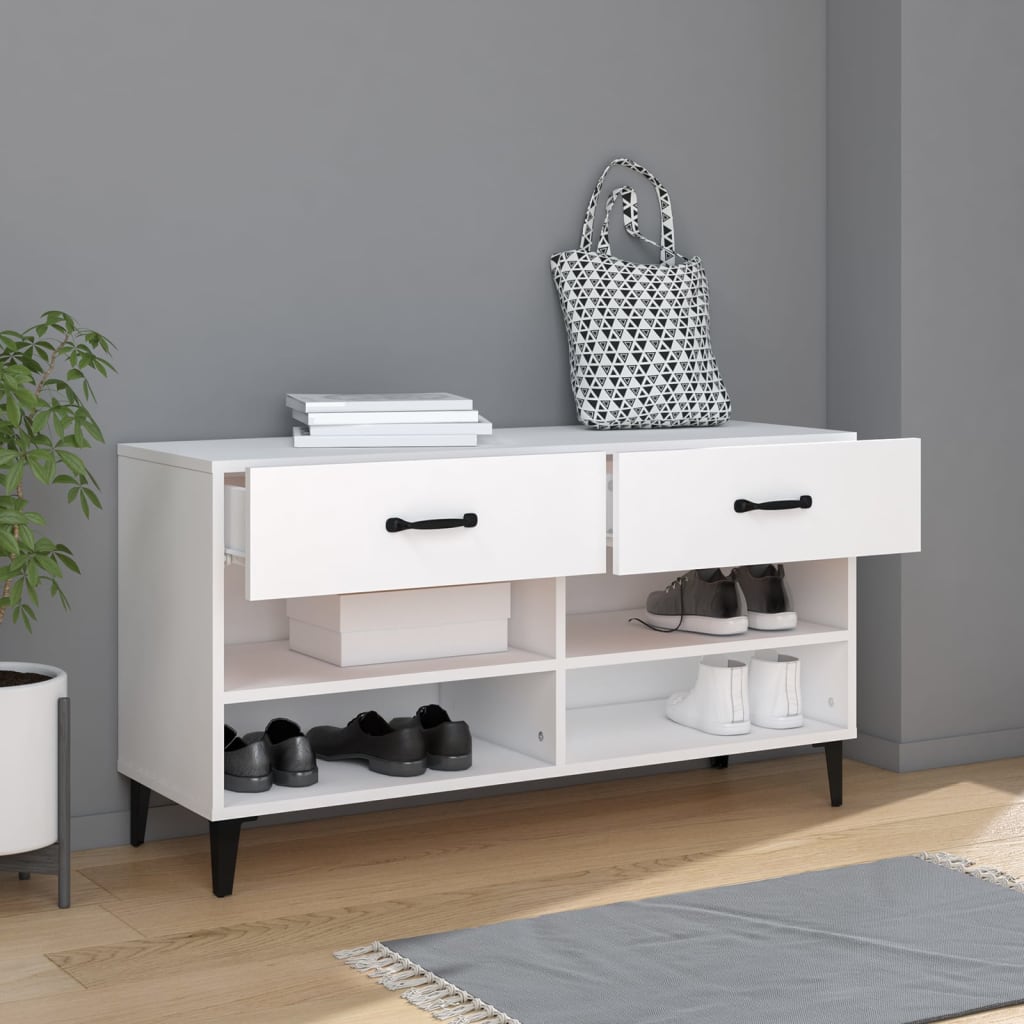 Skoskap hvit 102x35x55 cm konstruert tre