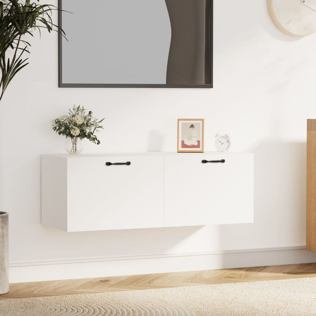 Veggskap hvit 100x36,5x35 cm konstruert tre vidaXL