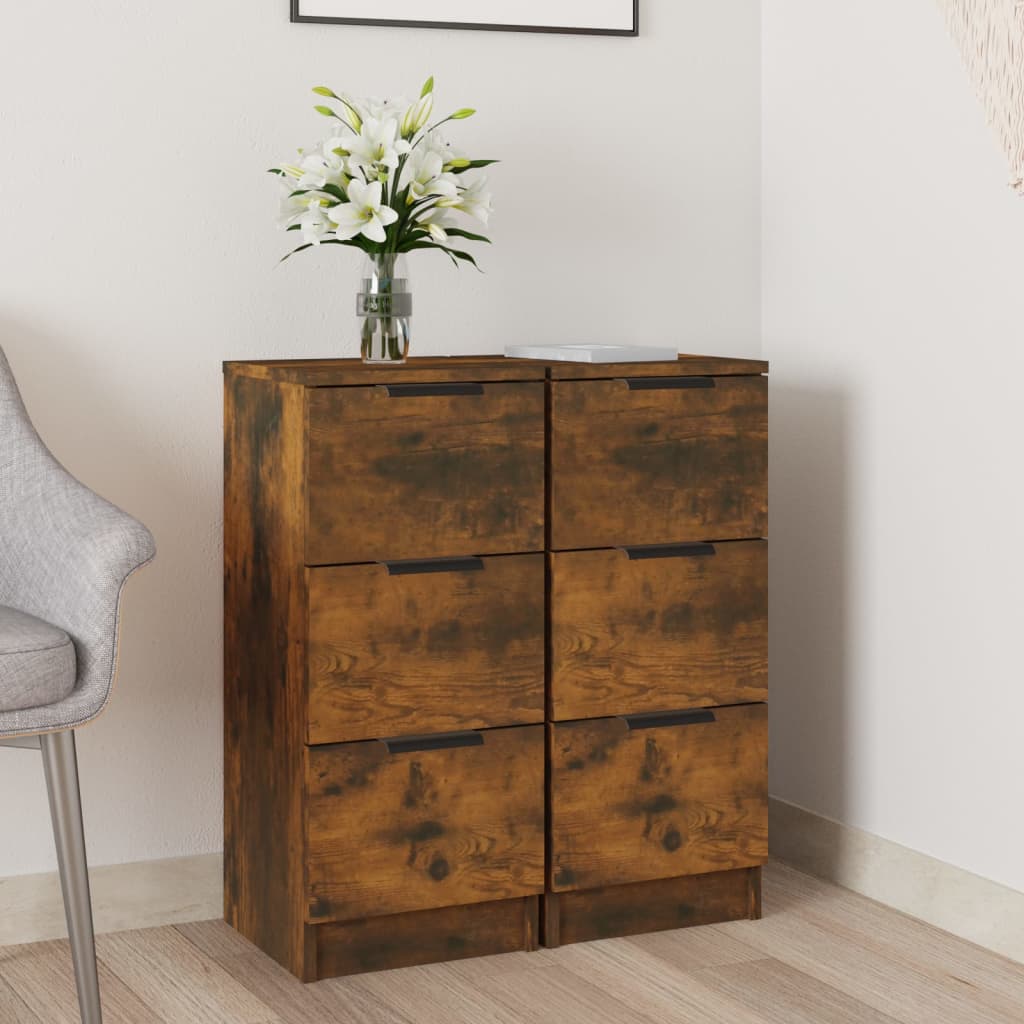 Skjenker 2 stk røkt eik 30x30x70 cm konstruert tre