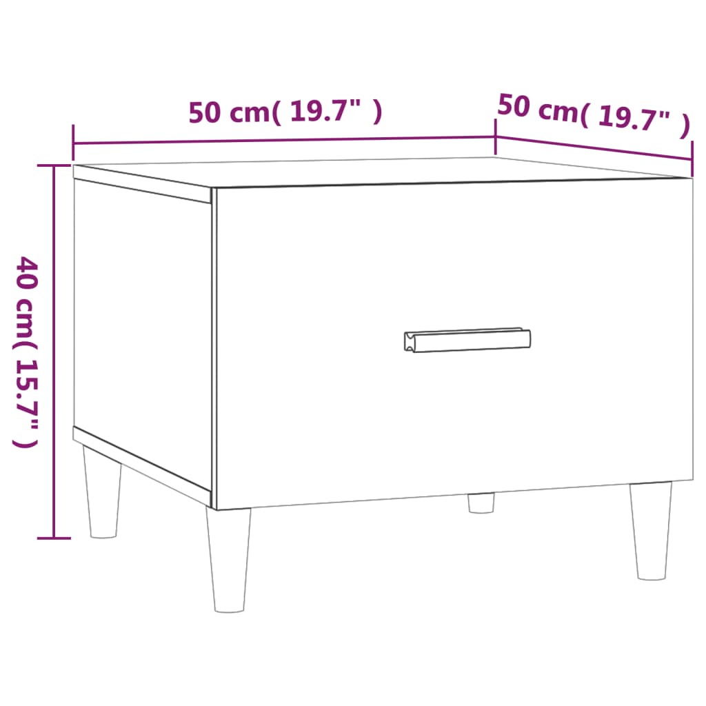 Salongbord 2 stk røkt eik 50x50x40 cm konstruert tre