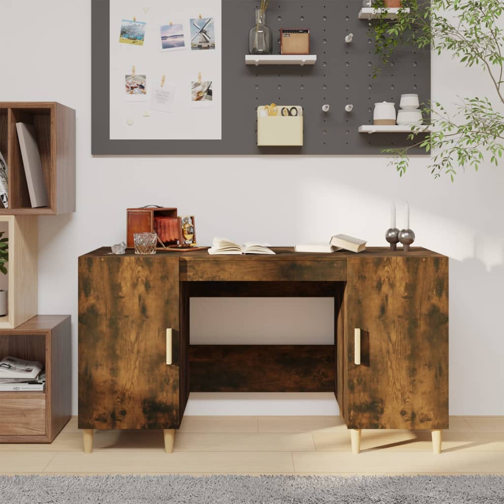 Skrivebord røkt eik 140x50x75 cm konstruert tre