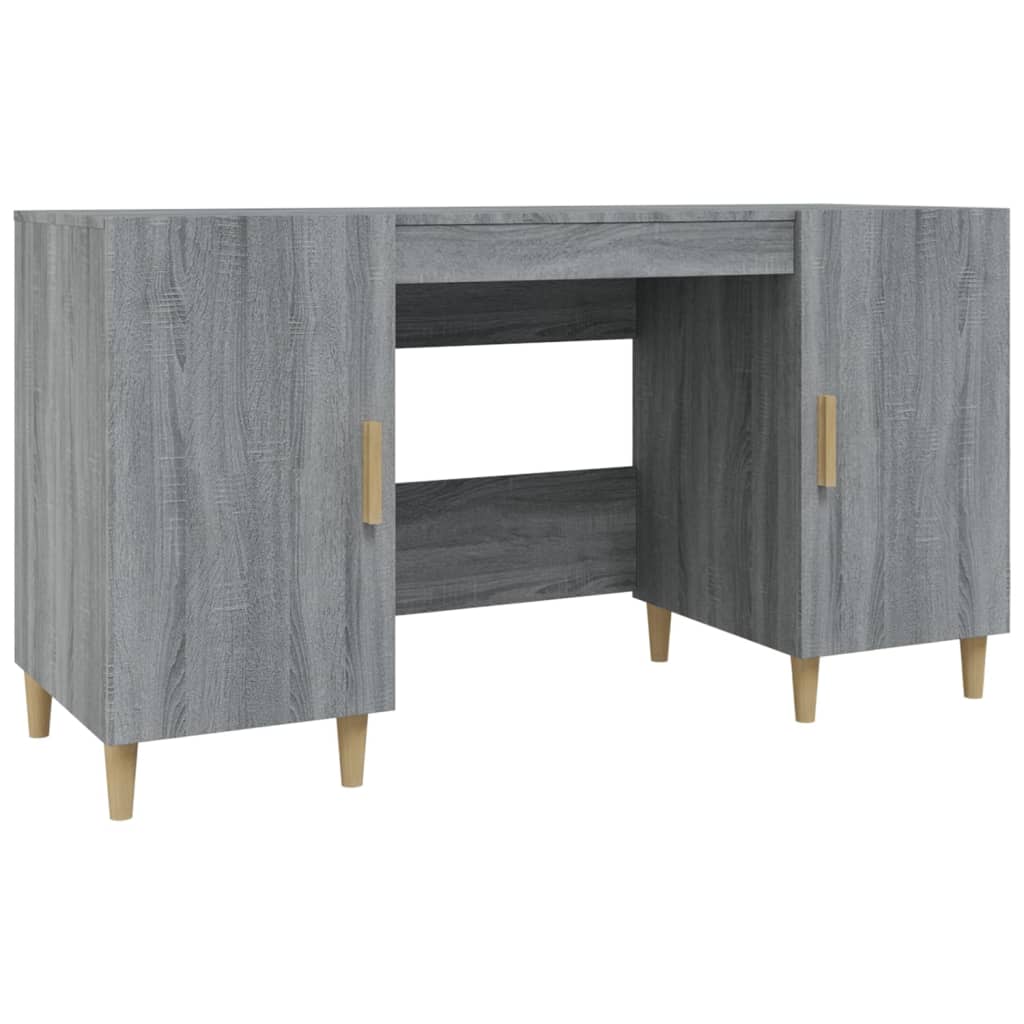 Skrivebord grå sonoma 140x50x75 cm konstruert tre