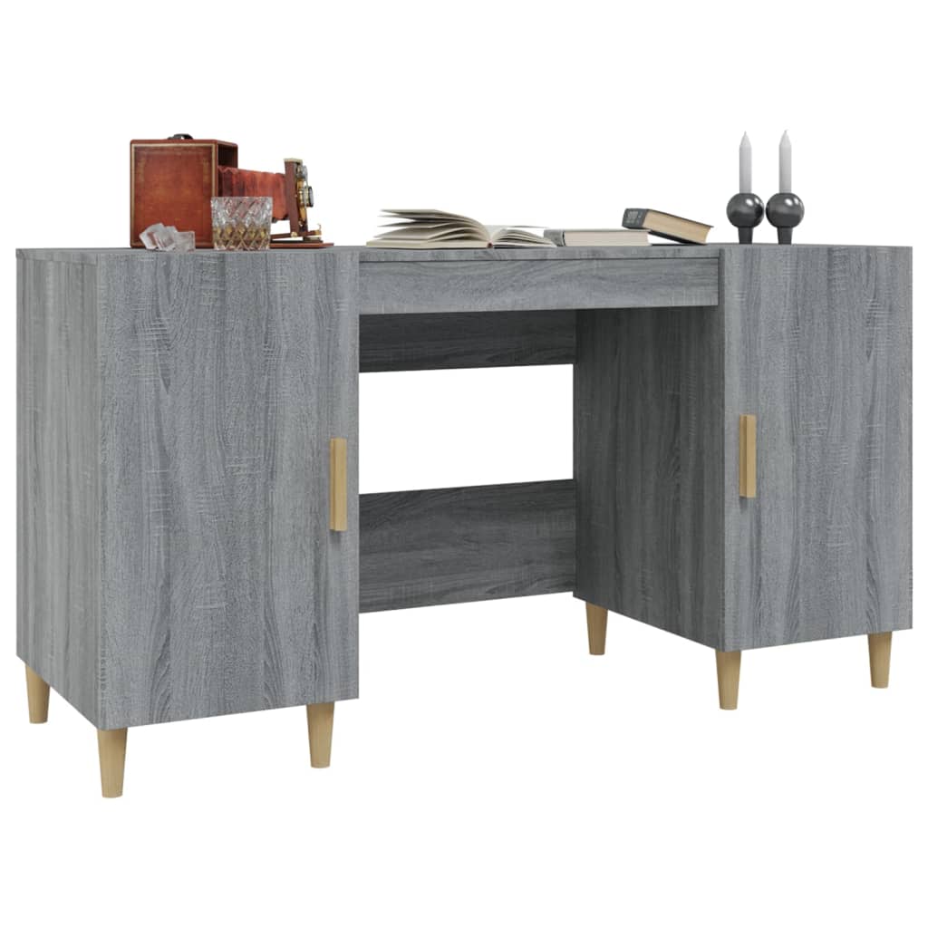 Skrivebord grå sonoma 140x50x75 cm konstruert tre