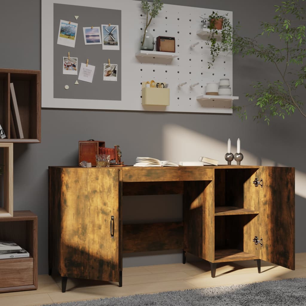 Skrivebord røkt eik 140x50x75 cm konstruert tre