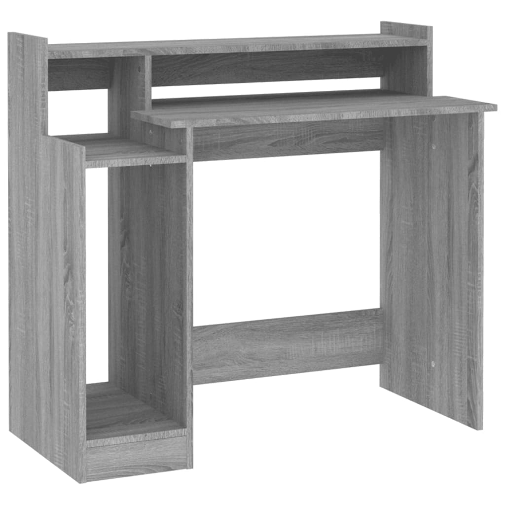 Skrivebord med LED-lys grå sonoma 97x45x90 cm konstruert tre