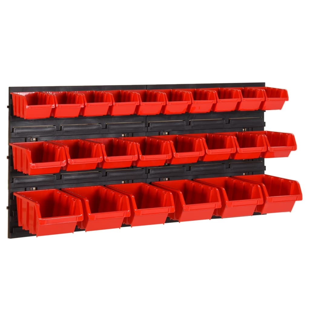 Verkstedhyllesett 26 stk rød og svart 77x39 cm polypropylen