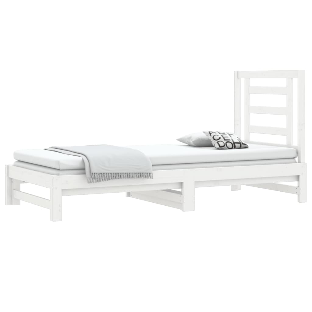 Uttrekkbar dagseng hvit 2x(90x190) cm heltre furu