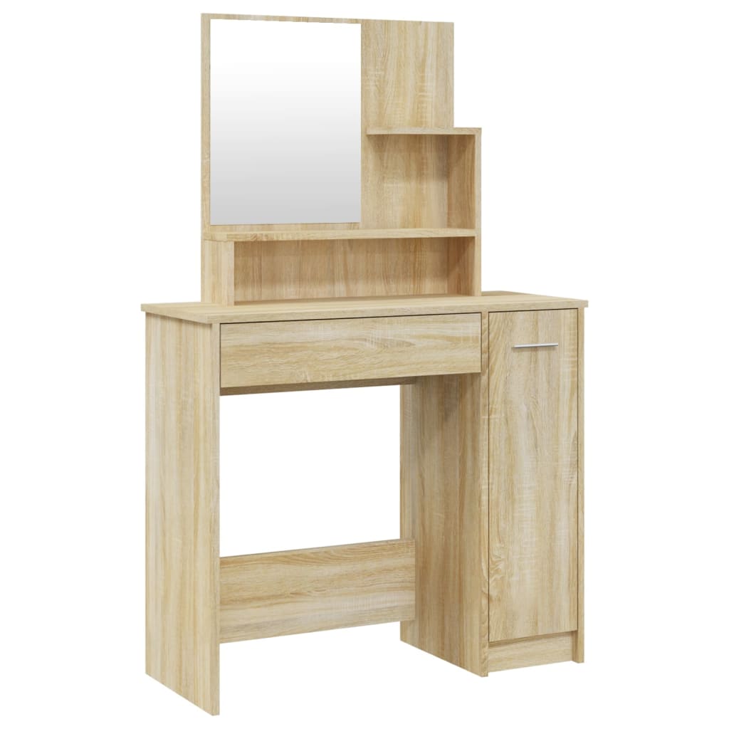 Sminkebordsett sonoma eik 86,5x35x136 cm
