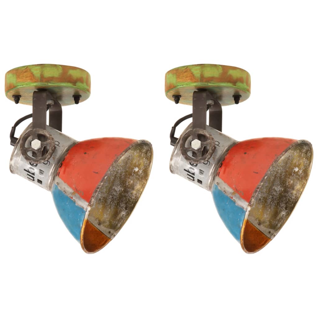 Industrielle vegg-/taklamper 2 stk gjenvunnet 17x24 cm E27