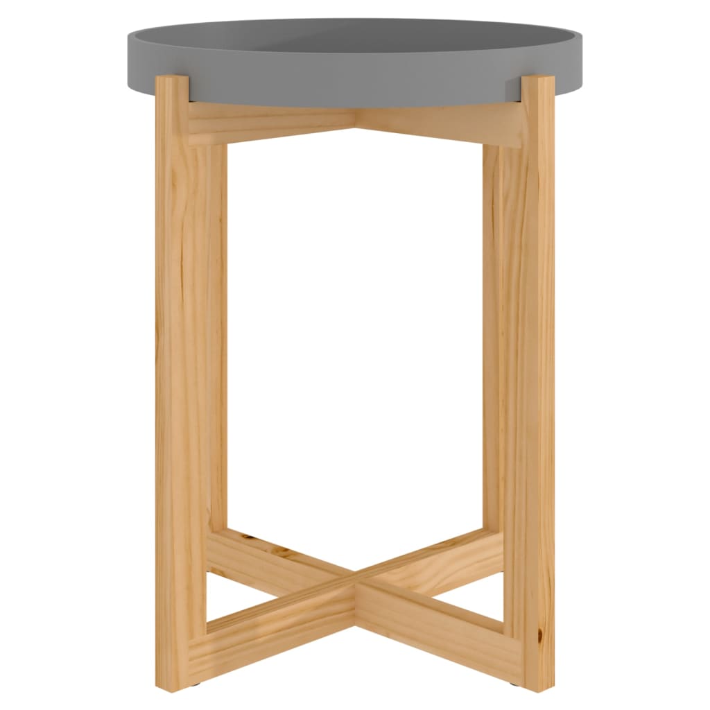 Sidebord grå 53x53x43,5 cm konstruert tre og heltre furu