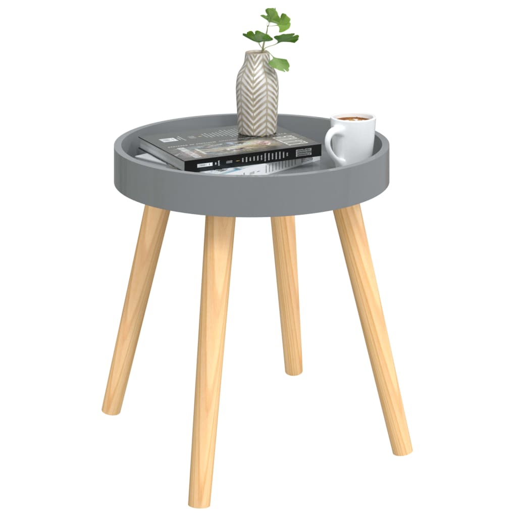 Sidebord grå 38x38x40 cm konstruert tre og heltre furu