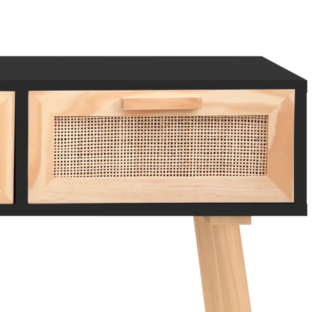 Konsollbord svart 105x30x75 cm heltre furu og naturrotting