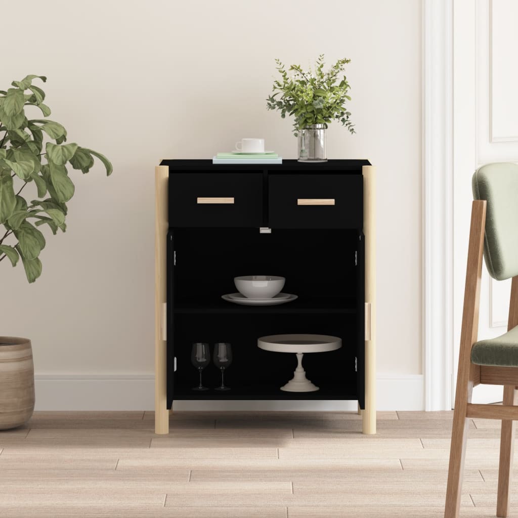 Skjenk svart 62x38x75 cm konstruert tre
