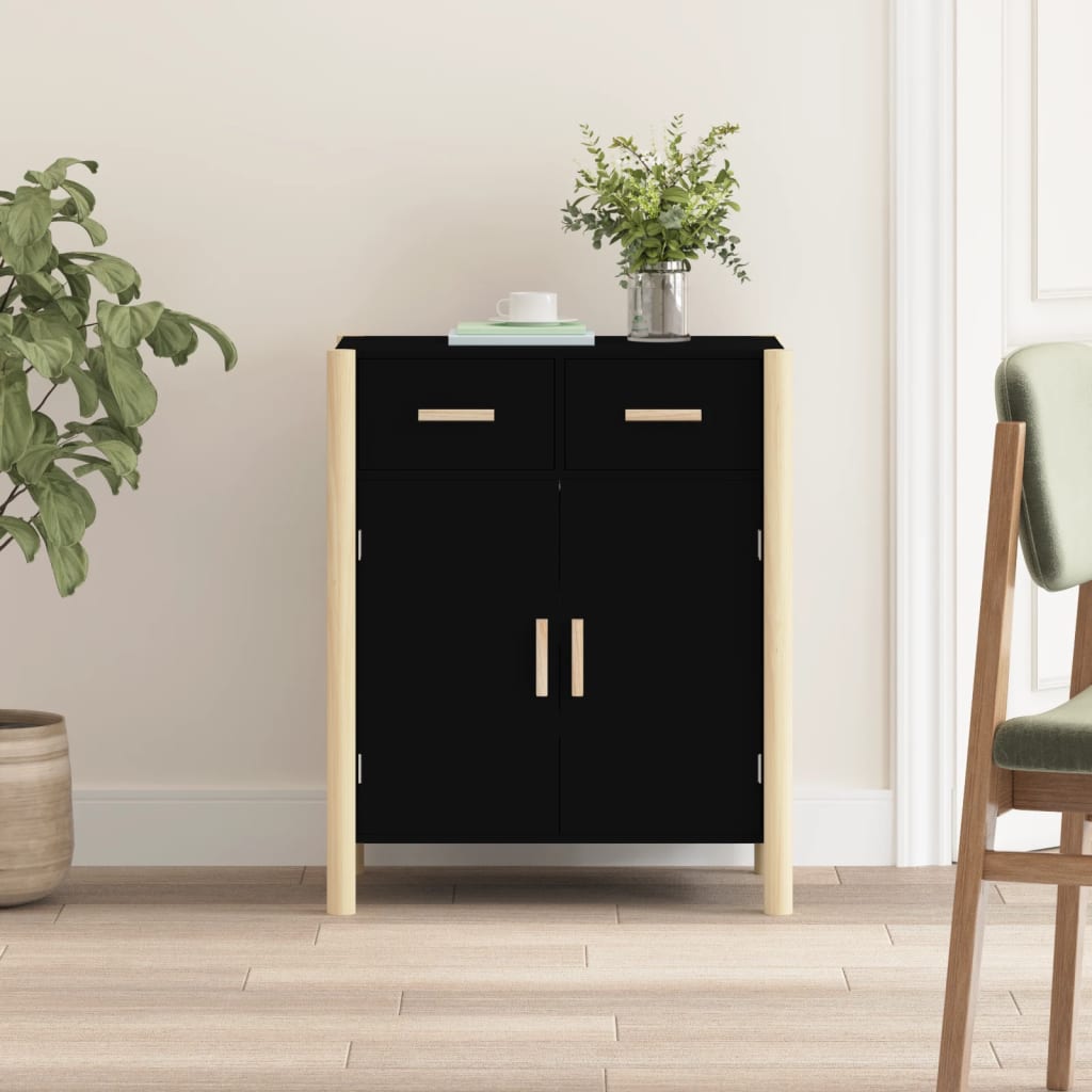 Skjenk svart 62x38x75 cm konstruert tre