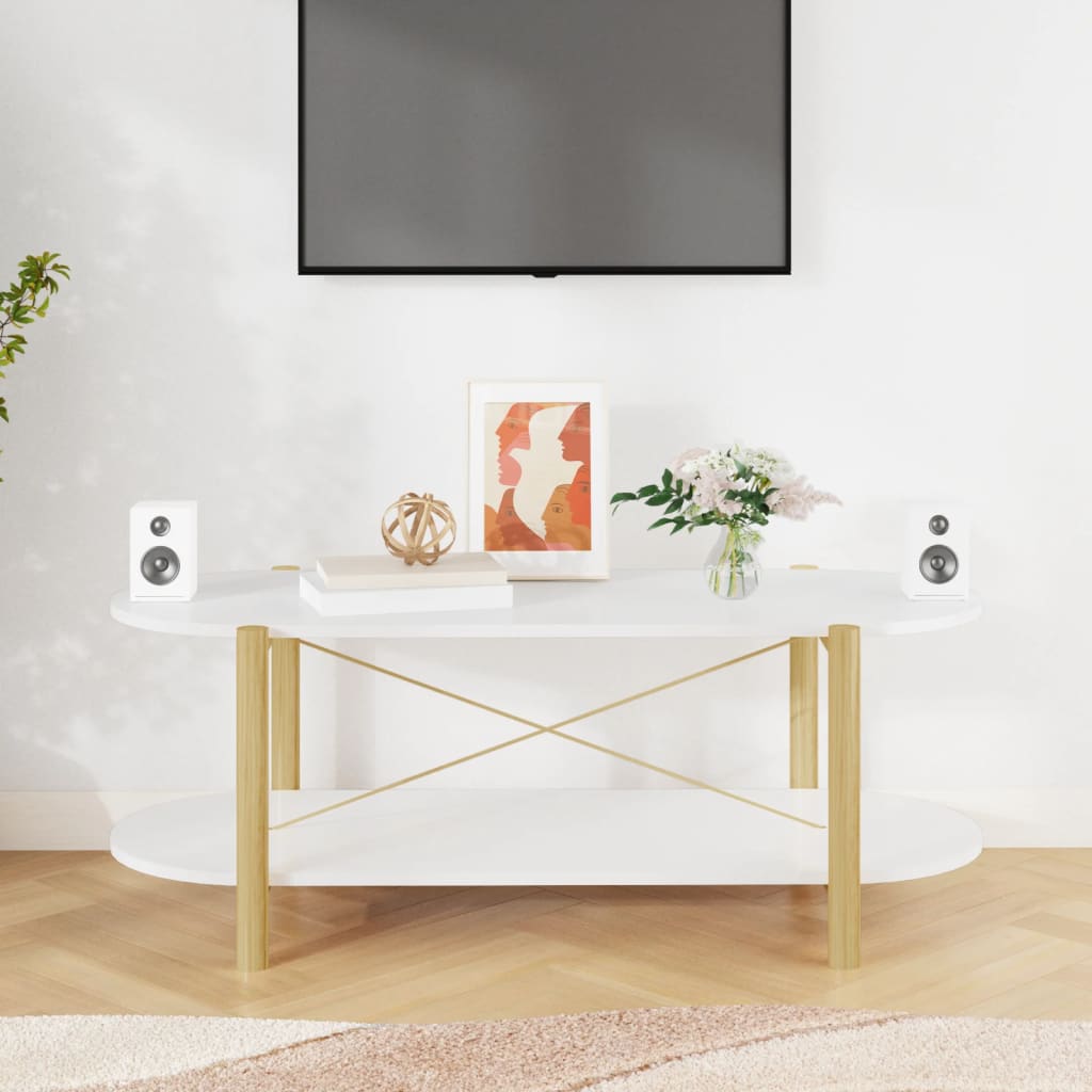 Salongbord hvit 110x48x40 cm konstruert tre