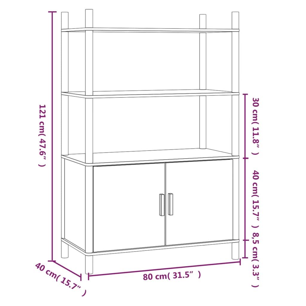 Highboard svart 80x40x121 cm konstruert tre