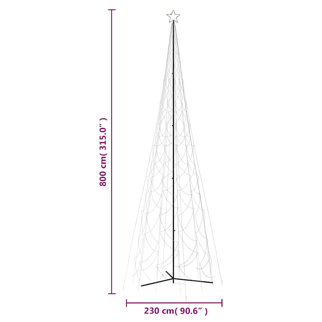 Julekongletre varm hvit 3000 LED-lys 230x800 cm