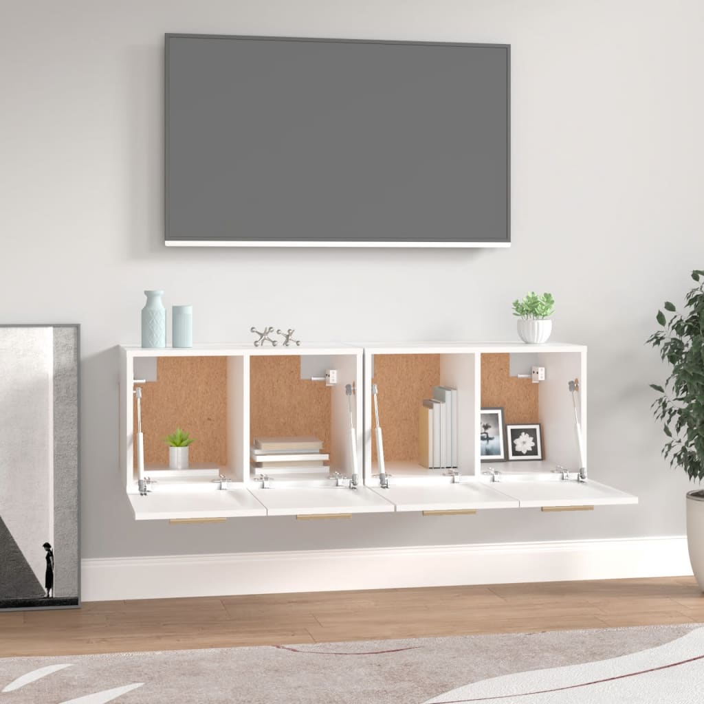 Veggskap 2 stk hvit 60x36,5x35 cm konstruert tre