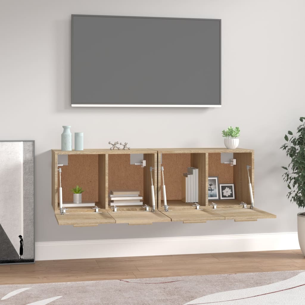 Veggskap 2 stk sonoma eik 60x36,5x35 cm konstruert tre