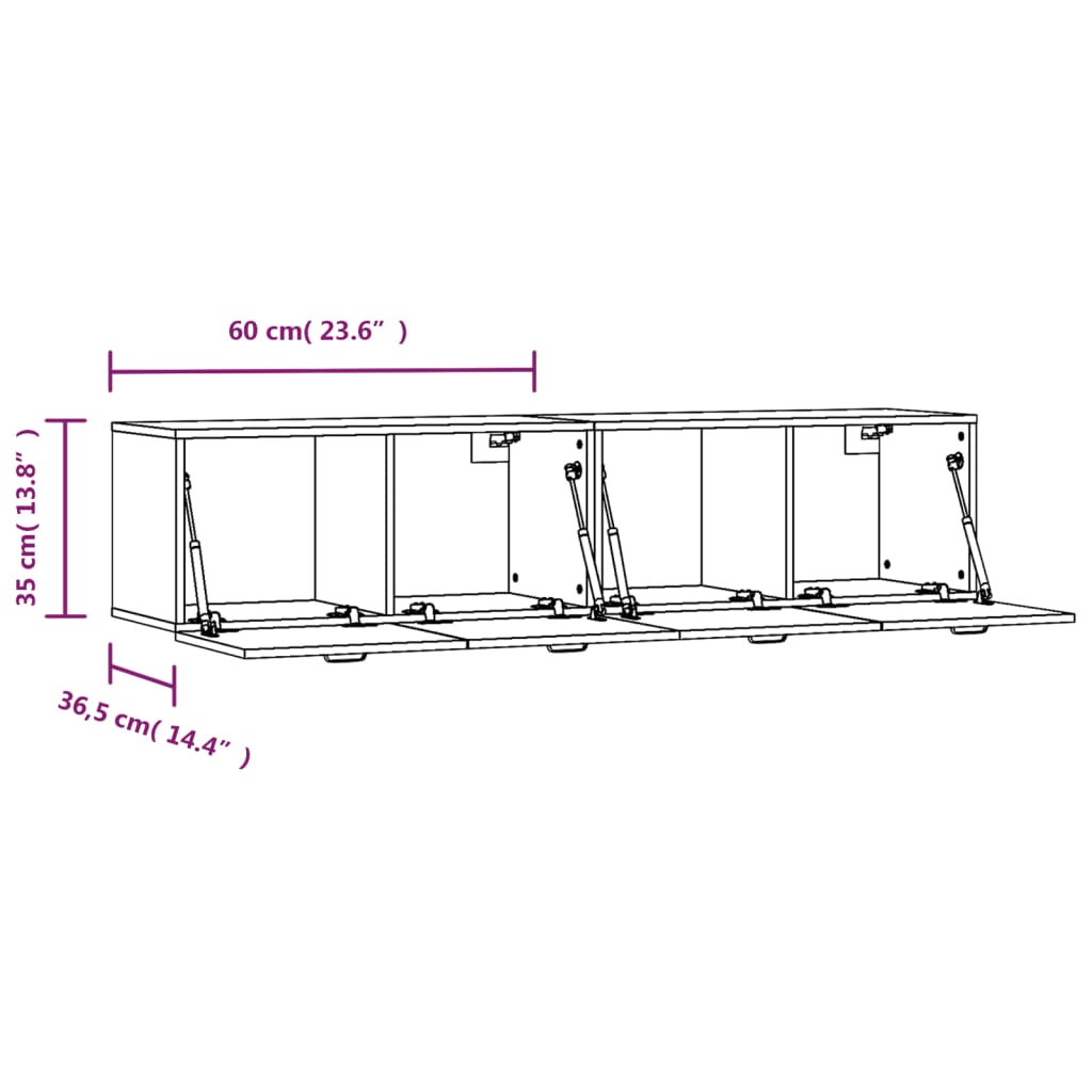 Veggskap 2 stk sonoma eik 60x36,5x35 cm konstruert tre