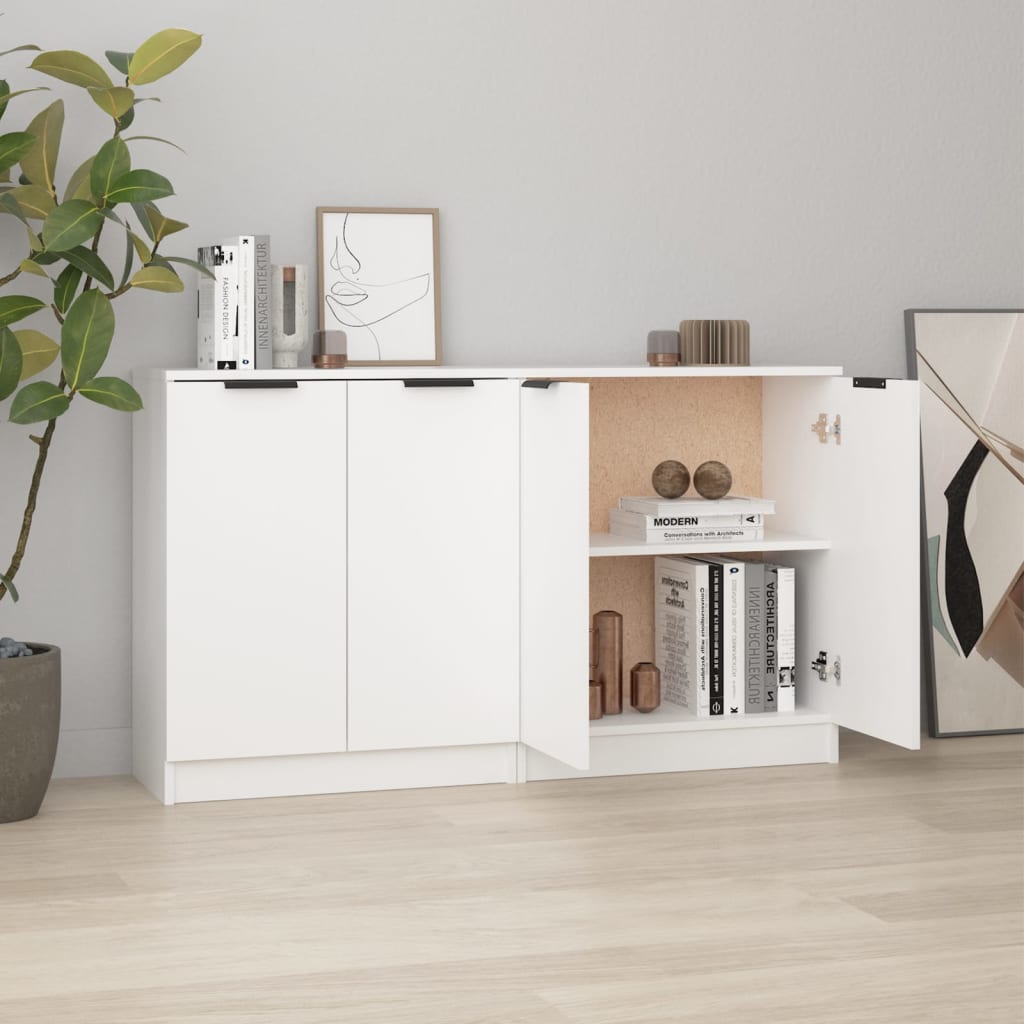 Skjenker 2 stk hvit 60x30x70 cm konstruert tre