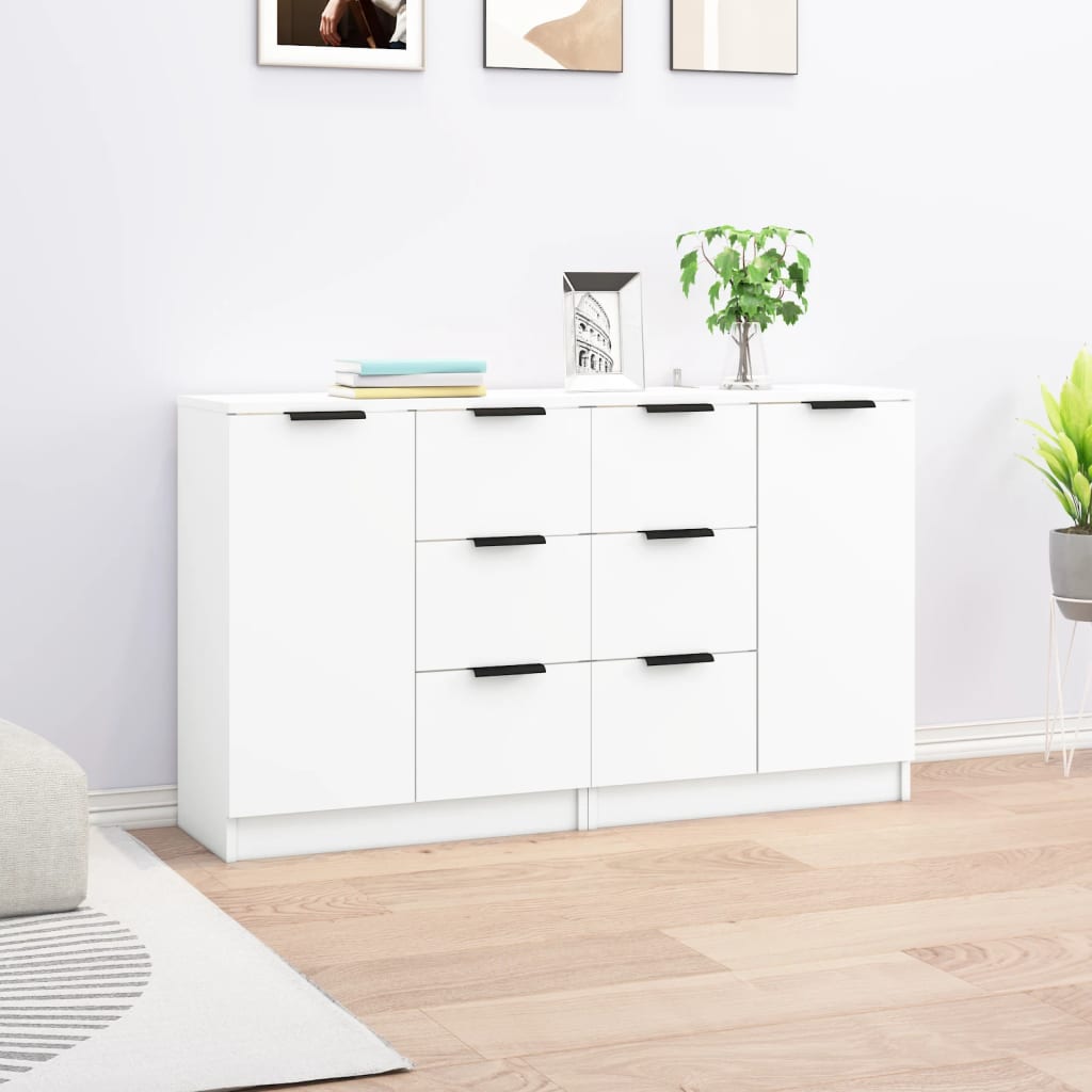 Skjenker 2 stk hvit 60x30x70 cm konstruert tre