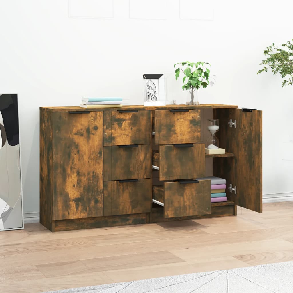 Skjenker 2 stk røkt eik 60x30x70 cm konstruert tre