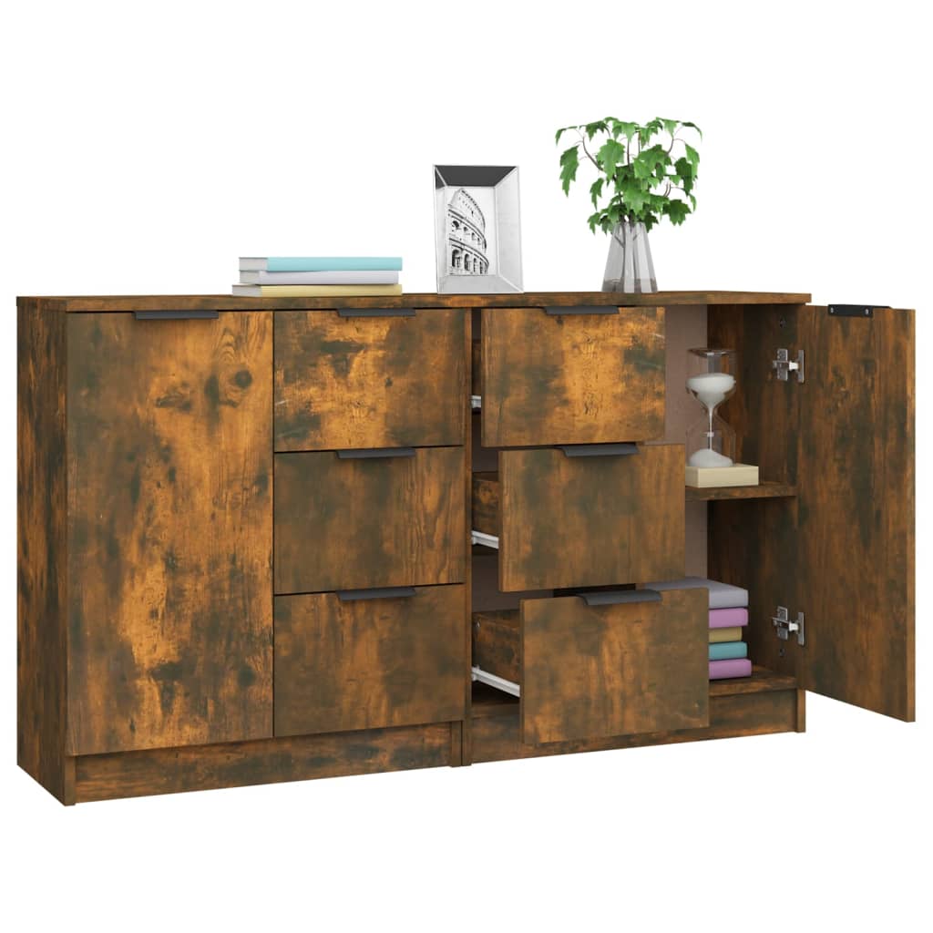 Skjenker 2 stk røkt eik 60x30x70 cm konstruert tre