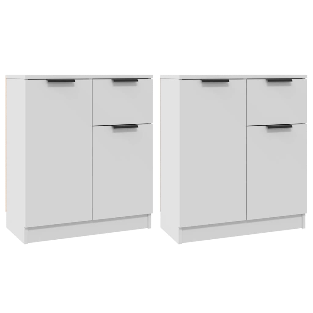 Skjenker 2 stk hvit 60x30x70 cm konstruert tre