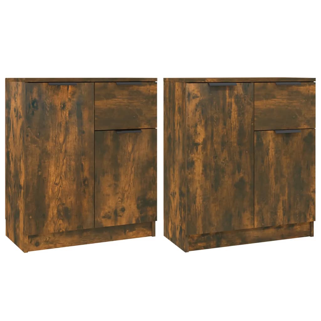 Skjenker 2 stk røkt eik 60x30x70 cm konstruert tre