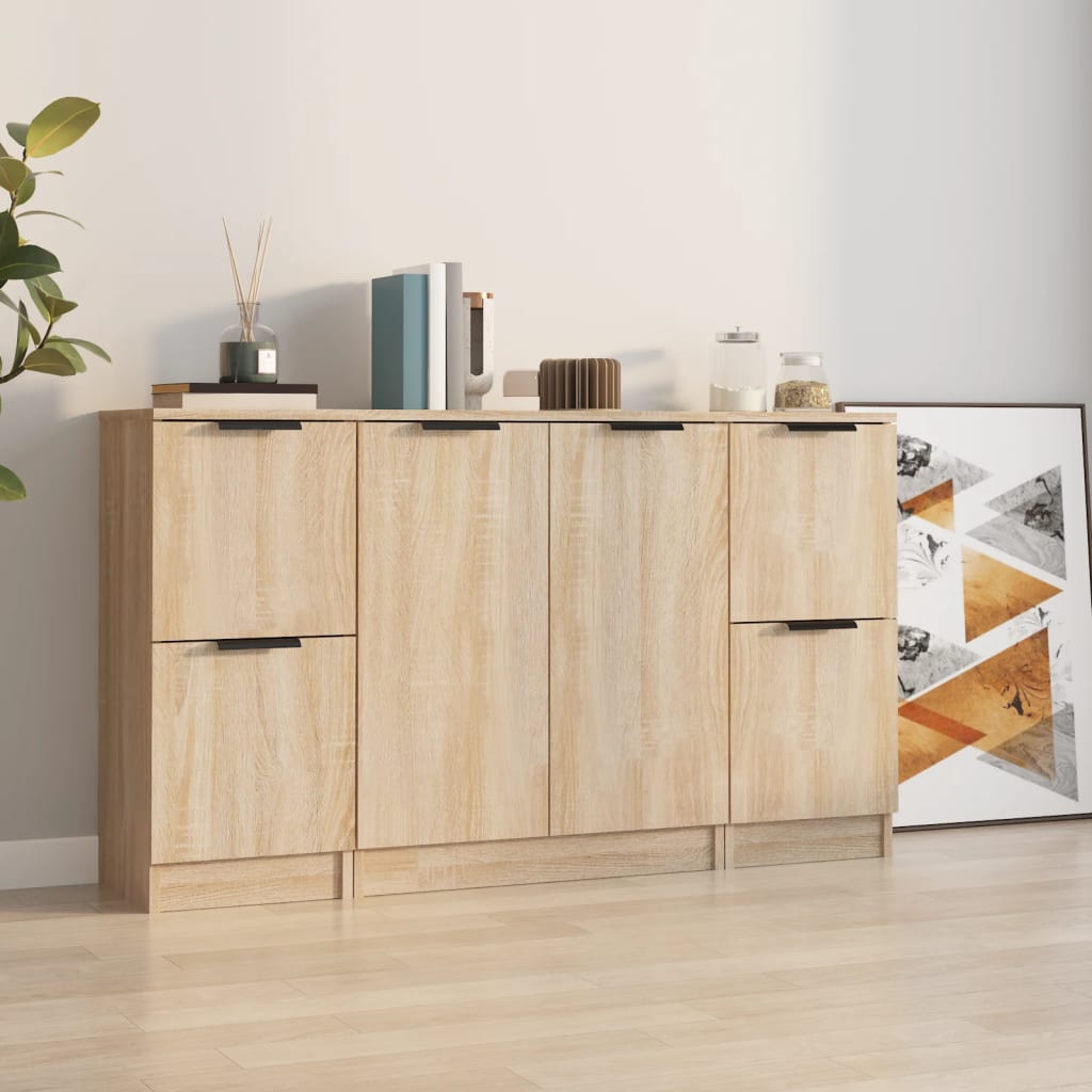 Skjenker 3 stk sonoma eik konstruert tre vidaXL